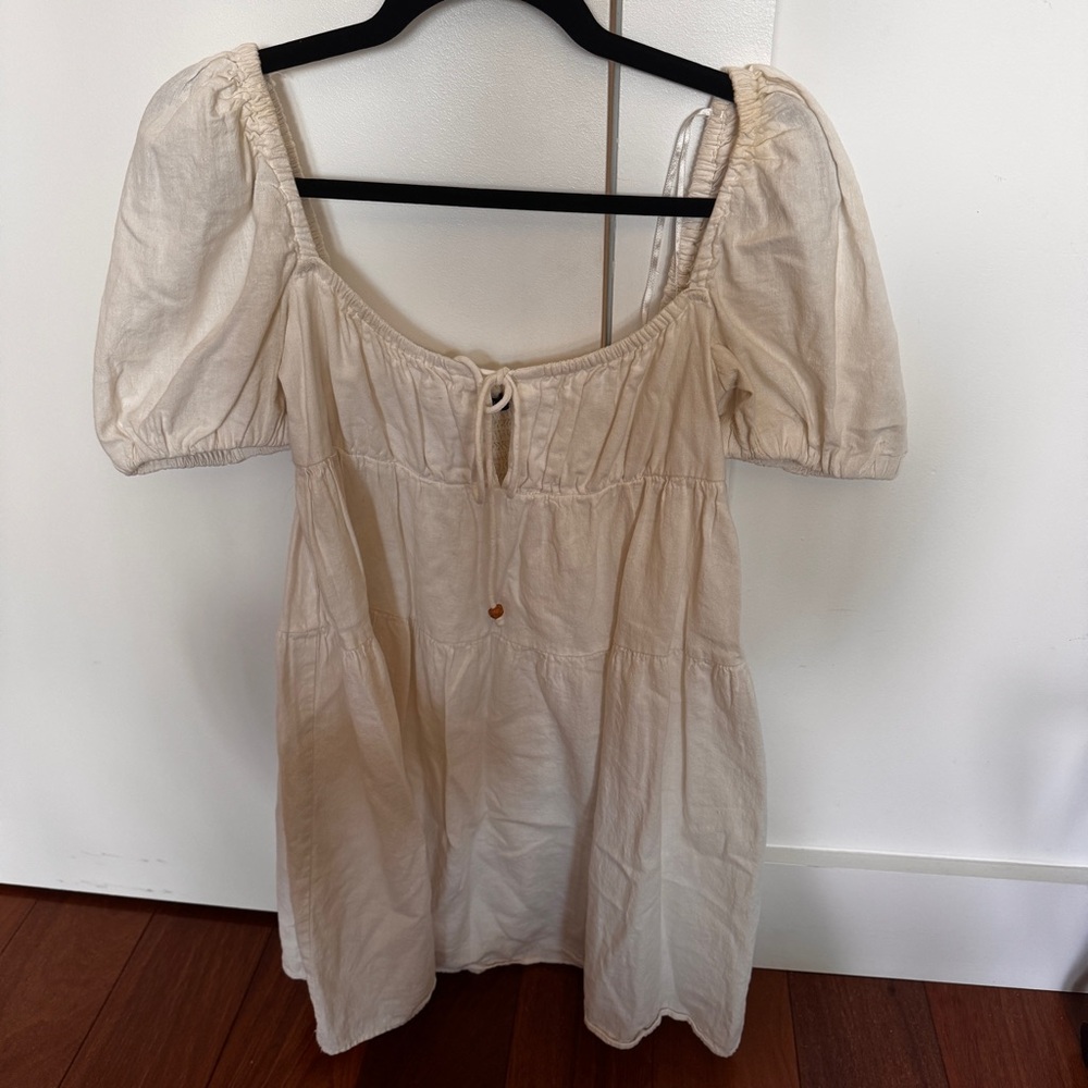 Zara Cream Puff Sleeve Mini Dress